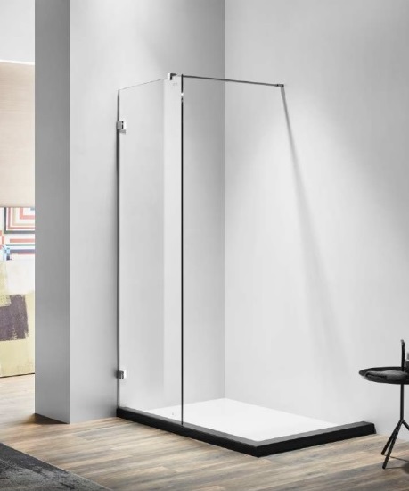 FRAMELESS SHOWER SCREEN: Glass Thickness 8mm Height 2000mm Rectangular Stabilizer Bar1200mm